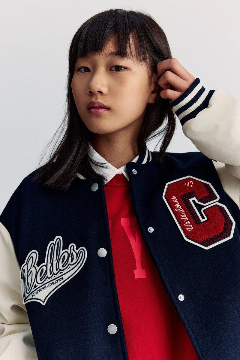 H&M Appliquéd baseball jacket